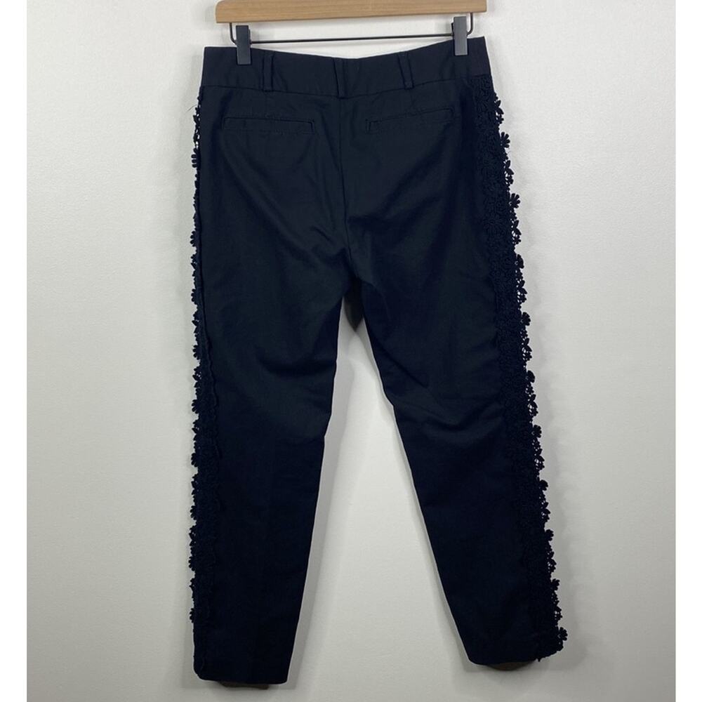 Anthropologie Elevenses Black Daisy Crochet Lace Trimmed Tuxedo Crop Pants US 6 - Picture 6 of 6
